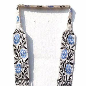 Blue white roses beads necklace and earrings set